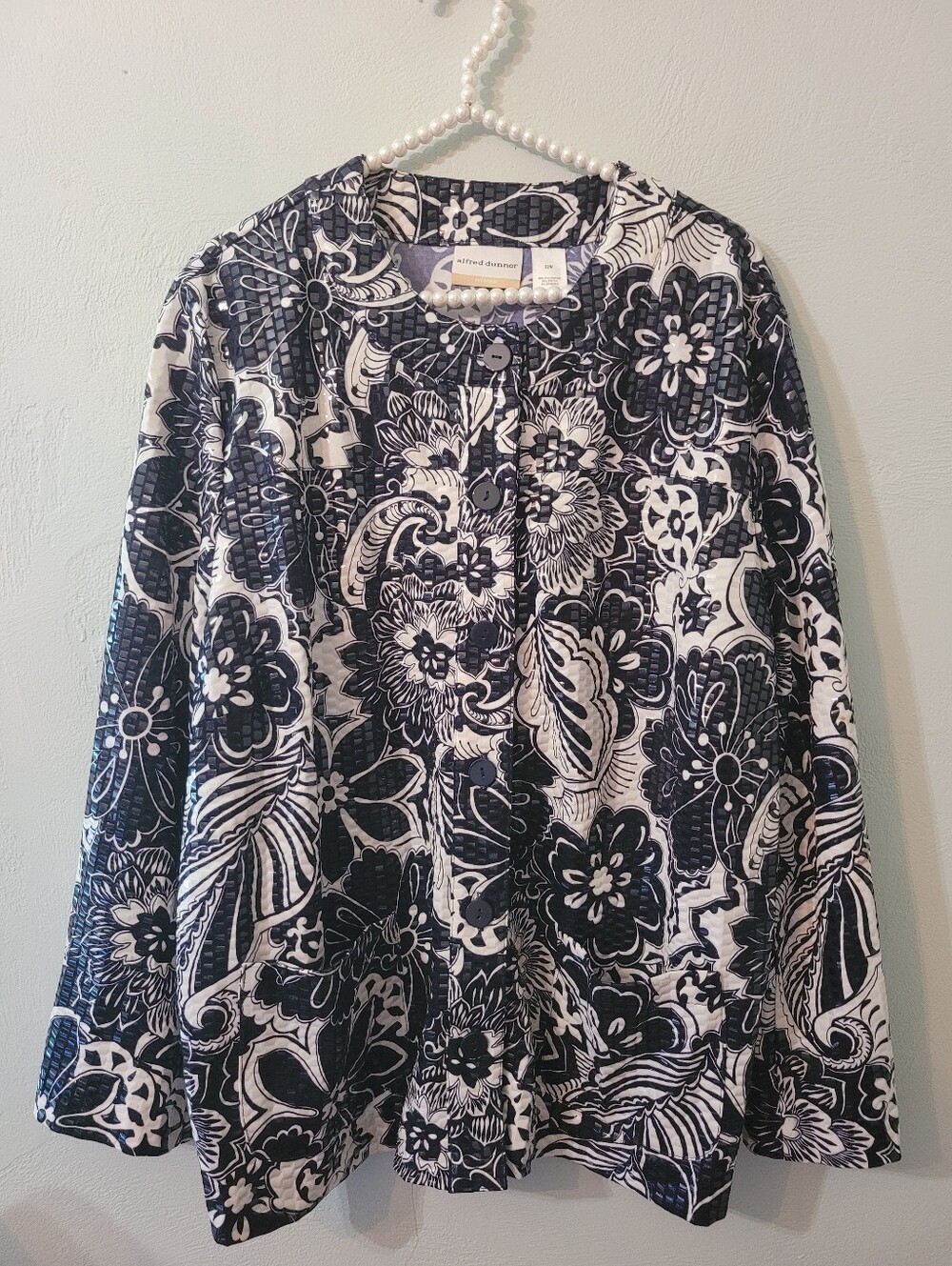 Alfred Dunner Unique Shimmering Dark Blue And White Plus Size Blazer Size 22W!